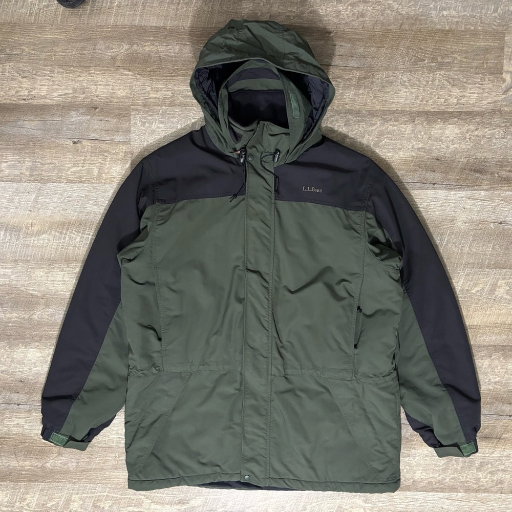 Vintage L.L. Bean Jacket Men's XL Tall Green Black Full Zip insulated READ
